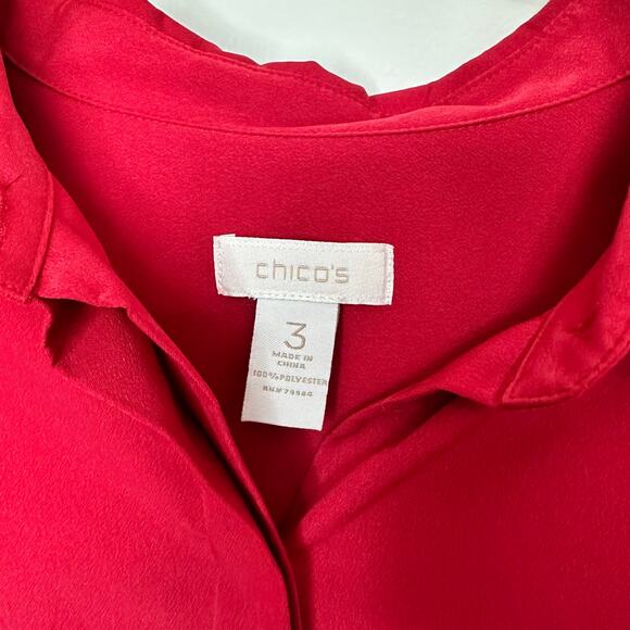 Chicos red career button down blouse size 3 XL - Picture 4 of 6